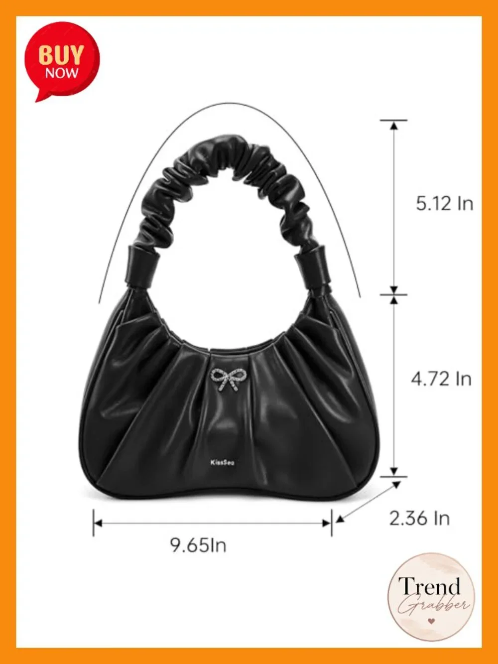 Women's Crescent Hobo Bag Ruched Pleated Vegan Leather Shoulder Purse